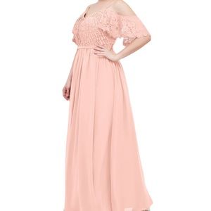 JJs HOUSE Lace and Chiffon Cold Shoulder Formal Gown